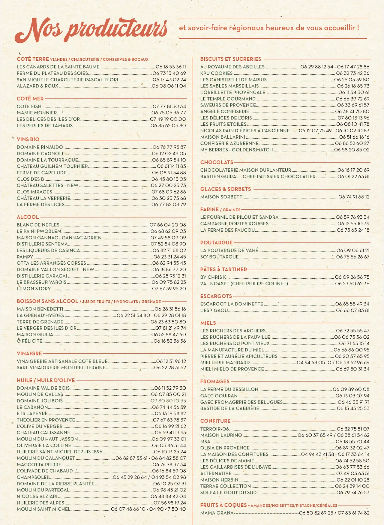 Liste des producteurs LCAST 2026