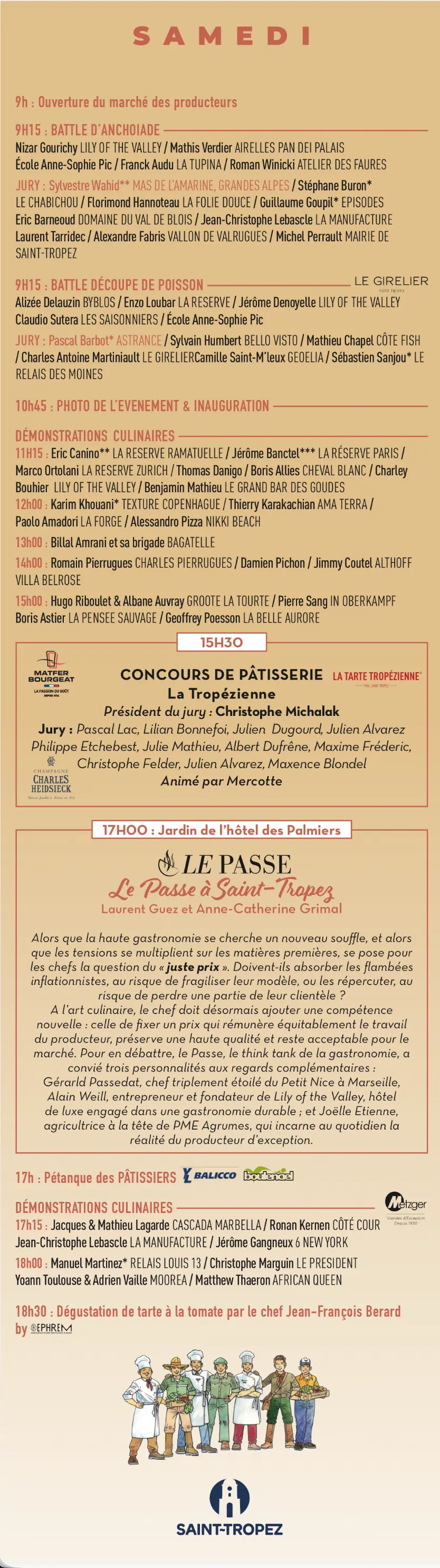 Programme 2026 Les Chefs à Saint-Tropez